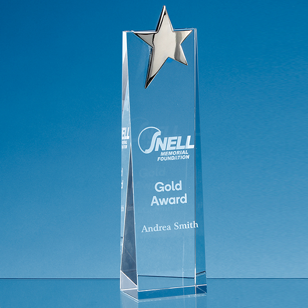 27.5cm Optical Crystal Rectangle With A Gold Star