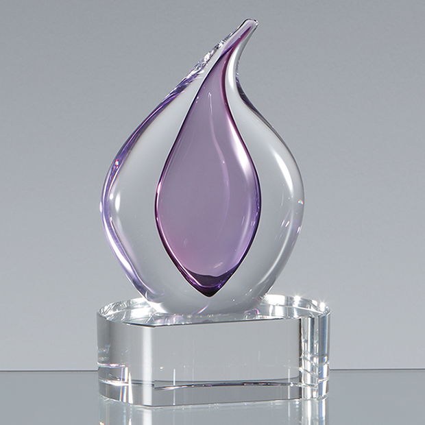 13cm Handmade Glass Heather Teardrop Award