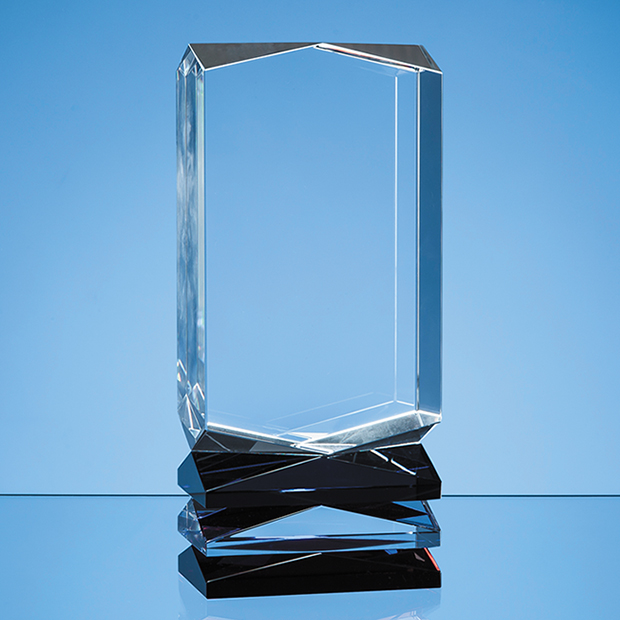 23cm Nik Meller Design Clear Optical Crystal, Cobalt Blue & Red Covet Column Award