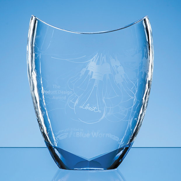 20.5cm Nik Meller Design Clear Optical Crystal & Cobalt Blue Divine Award