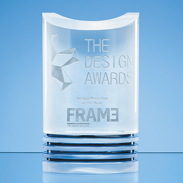 21cm Nik Meller Design Clear Optical Crystal & Cobalt Blue Oval Michel Award