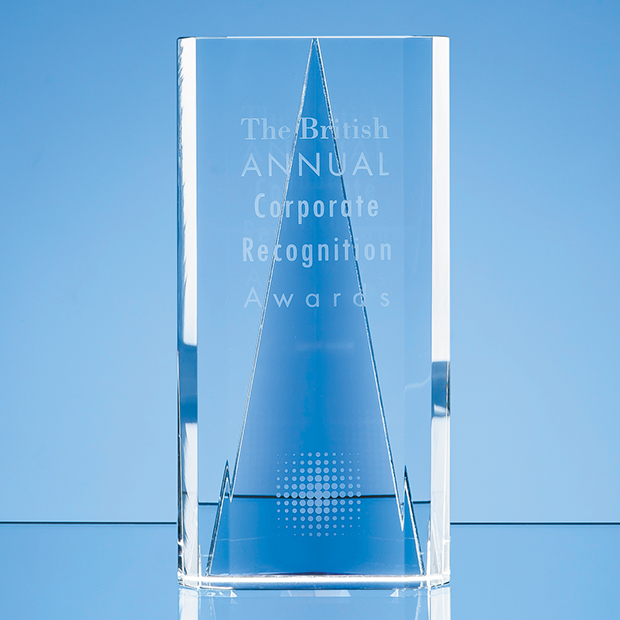 20.5cm Nik Meller Design Clear Optical Crystal & Cobalt Blue Savanna Award