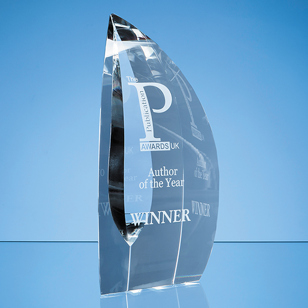 25.5cm Nik Meller Design Clear Optical Crystal Nirvana Oval Award