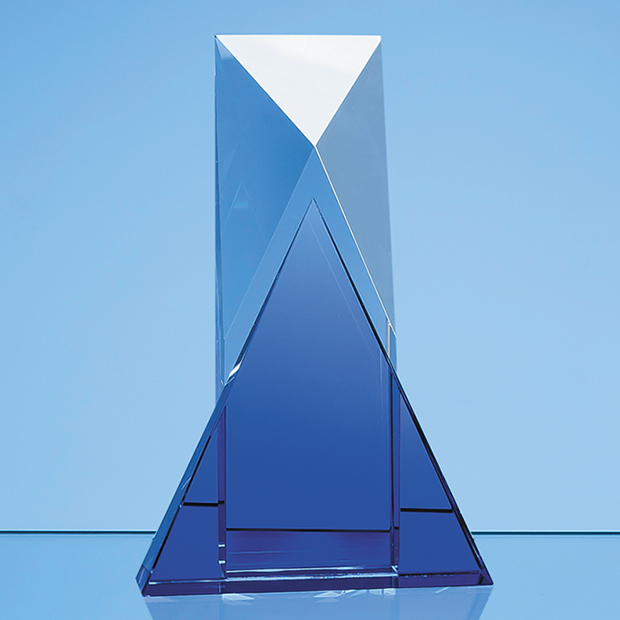 23cm Nik Meller Design Clear Optical Crystal & Cobalt Blue Mixx Award