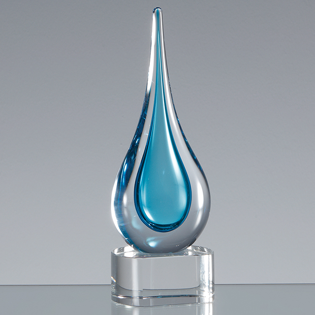 18cm Handmade Crystal Turquoise Blue Teardrop Award