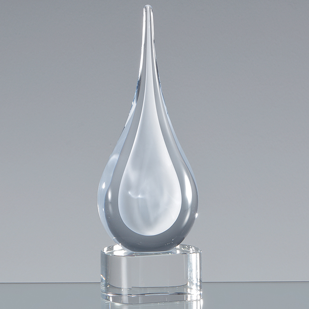 18cm Handmade Crystal White Teardrop Award