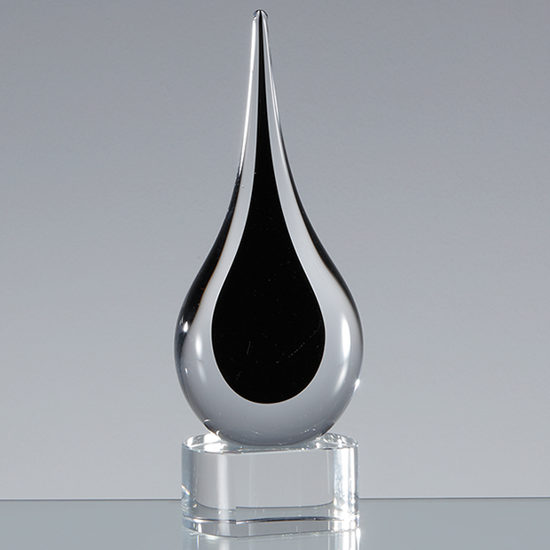 18cm Handmade Crystal Onyx Black Teardrop Award