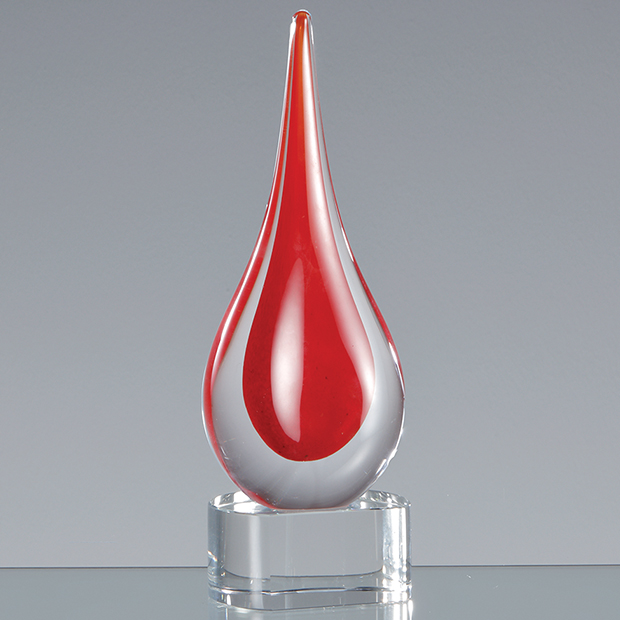 18cm Handmade Crystal Brilliant Red Teardrop Award