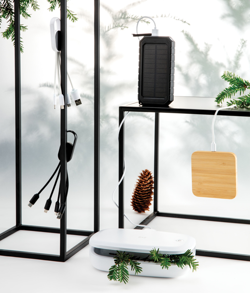 Bamboo 5W Wireless Charger With Usb Ports, Brown