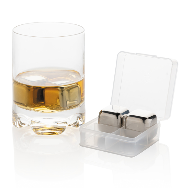 Re-Usable Stainless Steel Ice Cubes 4Pc, Silver