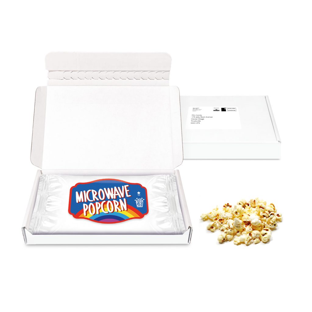 Postal Packs - Midi Postal Box - Microwave Popcorn - Paper Label