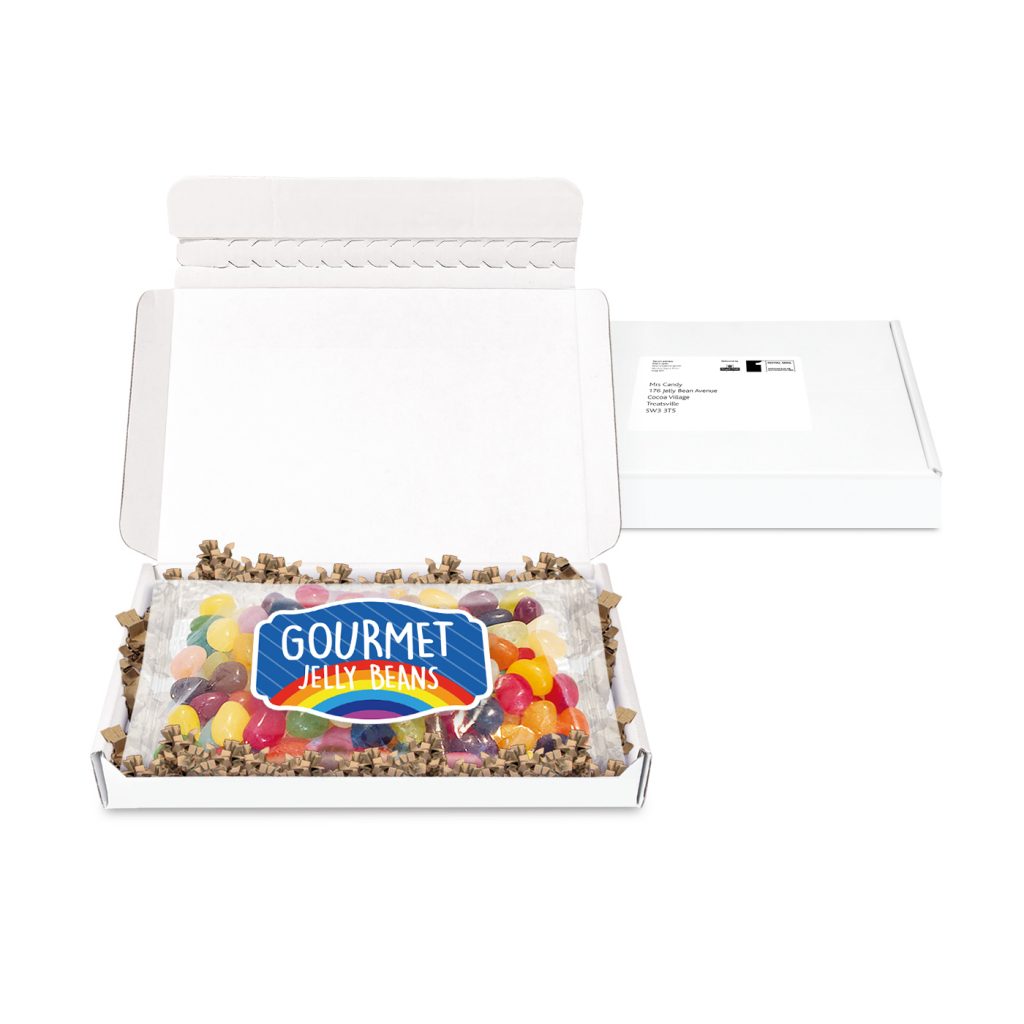 Postal Packs - Midi Postal Box - Jelly Bean Flow Bag - Paper Label