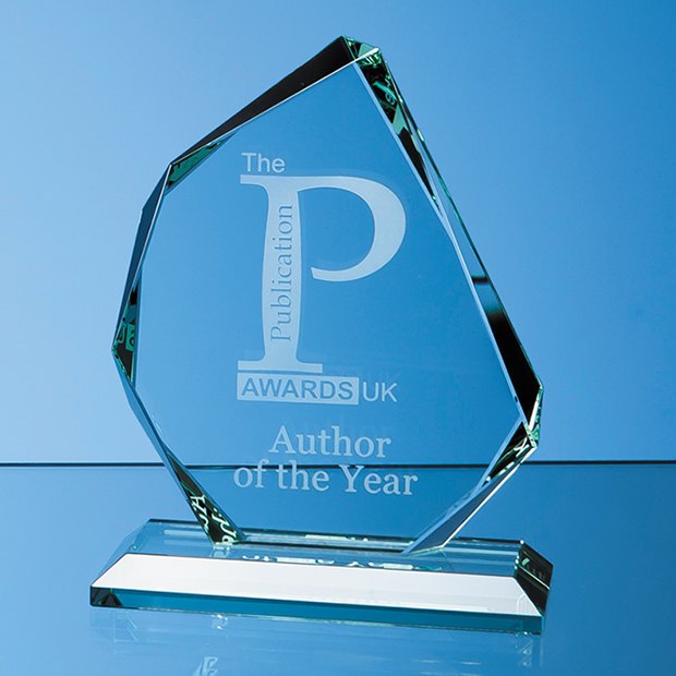 15cm X 12.5cm X 15mm Jade Glass Facetted Ice Peak Award