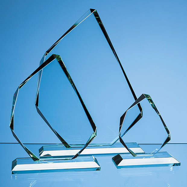 11.5cm X 9.5cm X 15mm Jade Glass Facetted Ice Peak Award