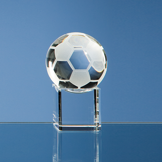 5cm Optical Crystal Football On A Clear Crystal Base