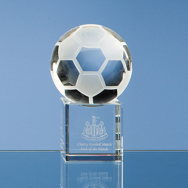 6cm Optical Crystal Football On A Clear Crystal Base