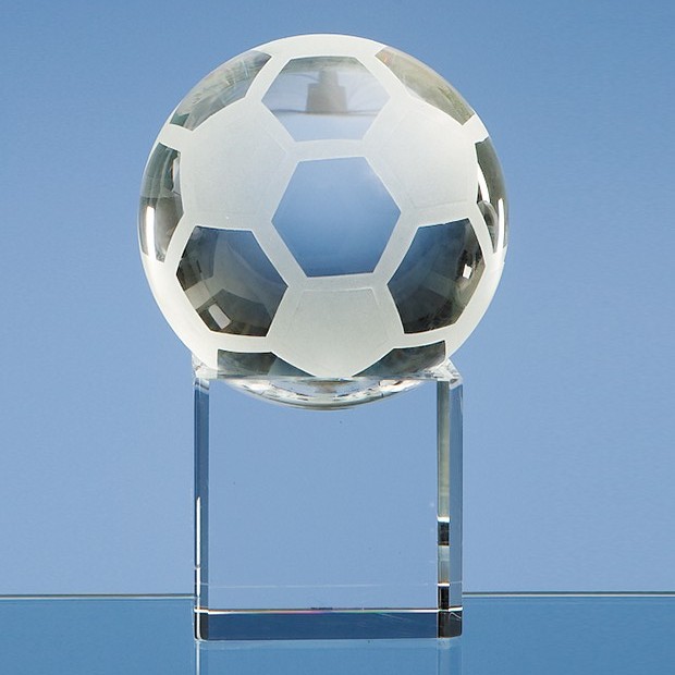8cm Optical Crystal Football On A Clear Crystal Base