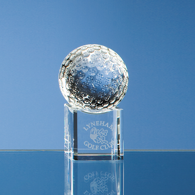 5cm Optical Crystal Golf Ball On A Clear Crystal Base