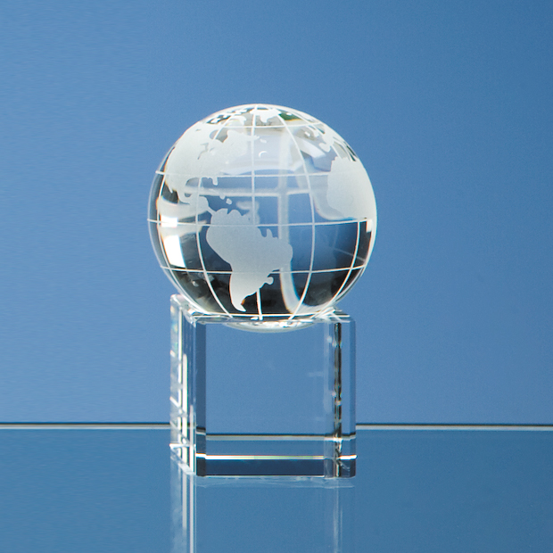 5cm Optical Crystal Globe On A Clear Crystal Base