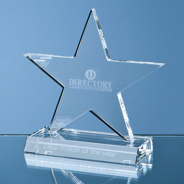 11cm Optical Crystal 5 Pointed Star On Base Award