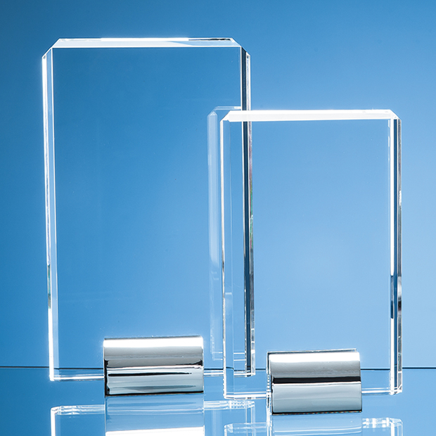25cm Optical Crystal Rectangle Mounted On A Chrome Stand
