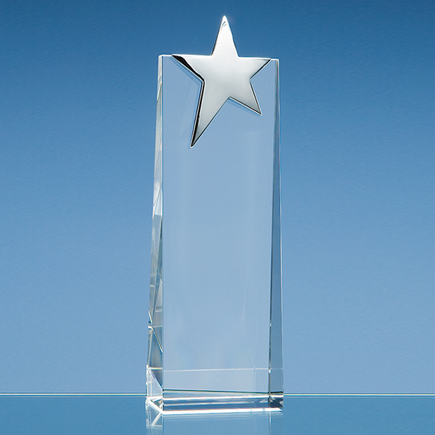 22.5cm Optical Crystal Rectangle With Silver Star