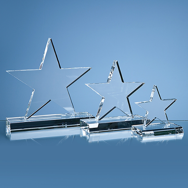 16cm Optical Crystal 5 Pointed Star On Base Award