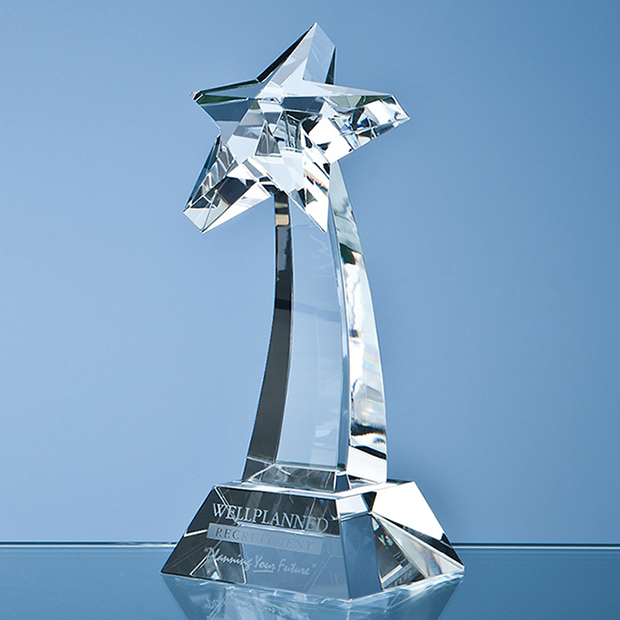 16cm Optical Crystal Mounted Shooting Star Award