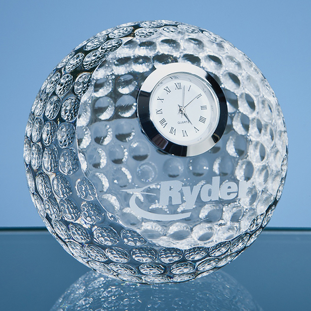 8cm Optical Crystal Golf Ball With Clock