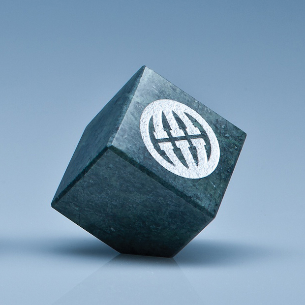 5cm Green Marble Bevel Edged Cube
