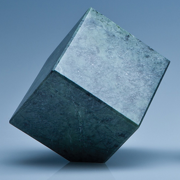 7cm Green Marble Bevel Edged Cube