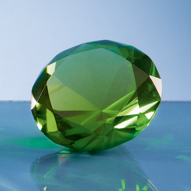 6cm Optical Crystal Green Diamond Paperweight