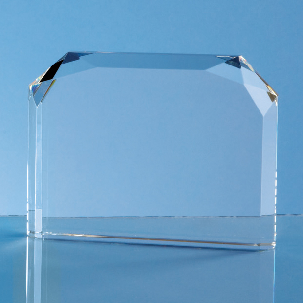13cm Optical Crystal Horizontal Facet Rectangle Award