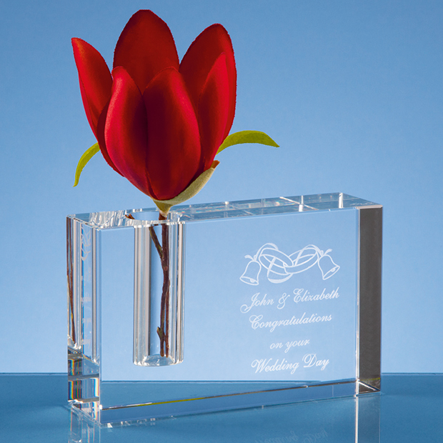 12cm Optical Crystal Rectangle Bud Vase