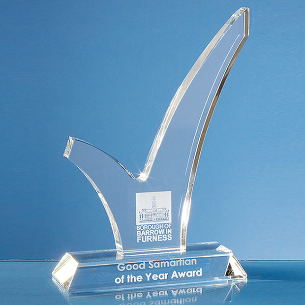 25cm Optical Crystal 'Tick' Award