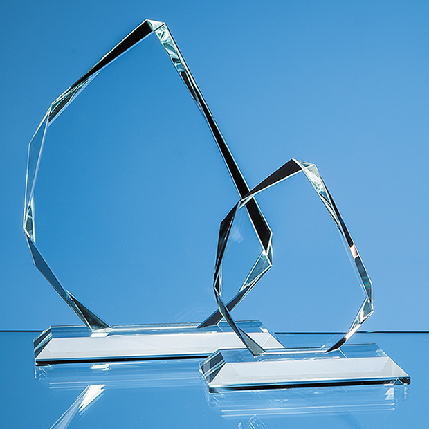 11.5cm X 9.5cm X 15mm Clear Glass Facetted Ice Peak Award