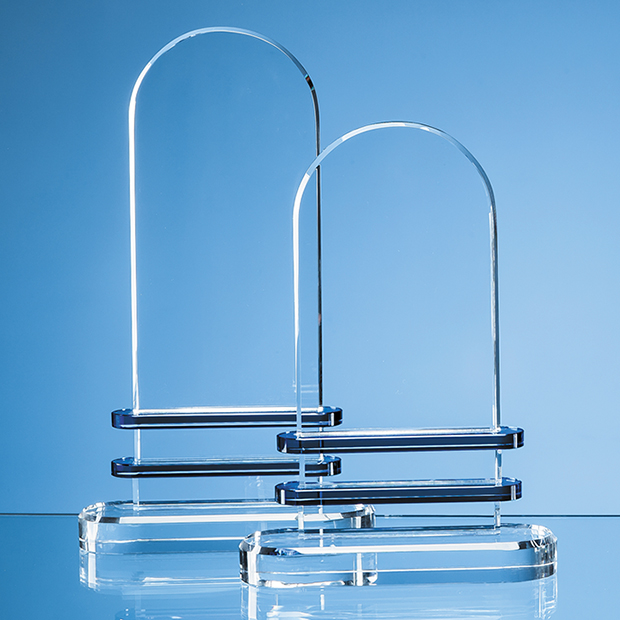 28cm Optical Crystal Arch With Double Sapphire Blue Band