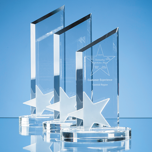 30cm Optical Crystal Peak With Frosted Star Award