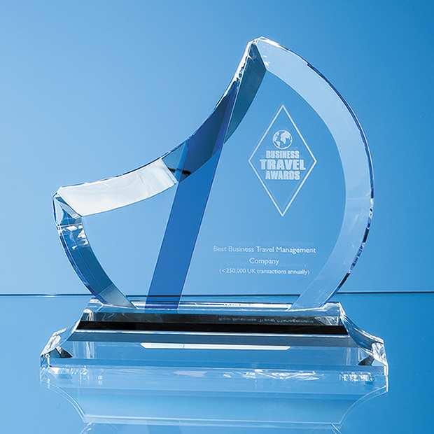 16cm Optical Crystal Eclipse Award With Sapphire Blue Flash