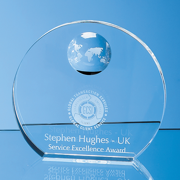 14cm Optical Crystal Circle With Recessed Globe