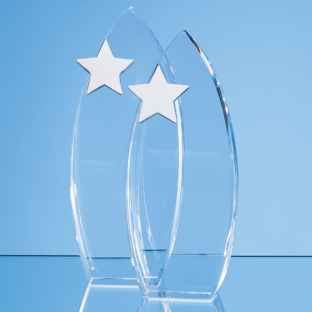 25.5cm Optical Crystal Arch Award With Silver Star