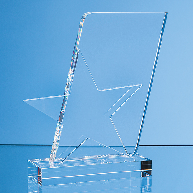 15cm Optical Crystal Mounted Angled Star Award