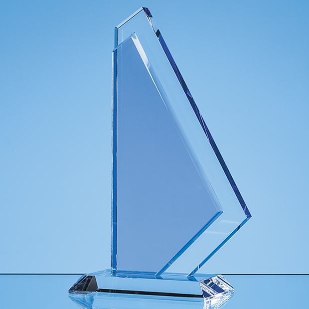 22.5cm Clear & Cobalt Blue Optical Crystal Glacier Award