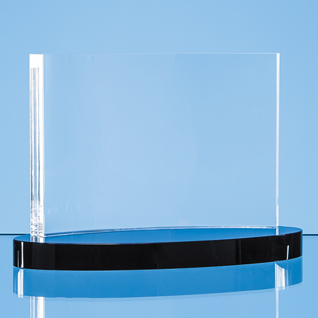 14cm Optical Crystal Crescent Award On An Oval Onyx Black Base