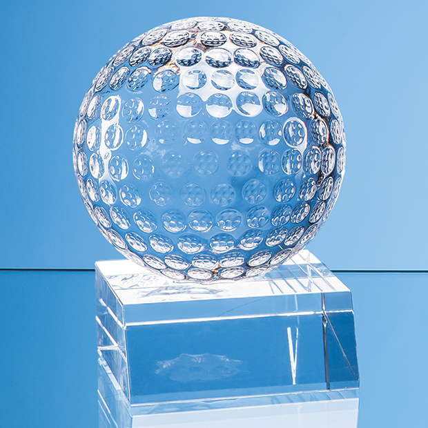 4.5cm Optical Crystal Golf Ball Mounted On A Clear Crystal Base