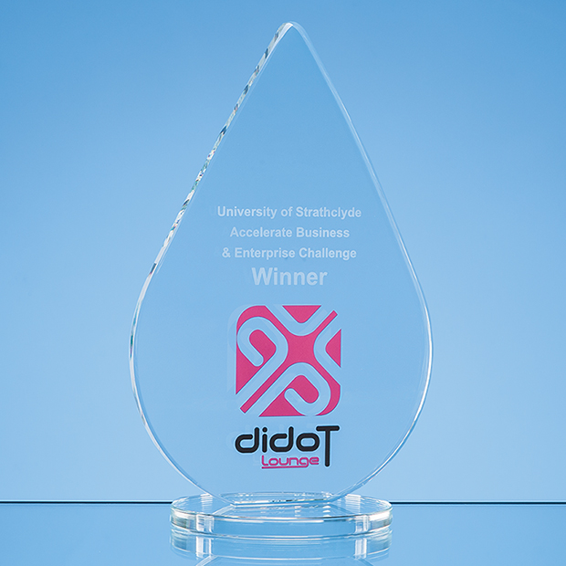 18cm X 11.5cm X 10mm Clear Glass Teardrop Award