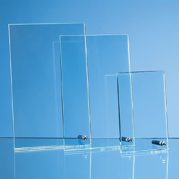 22.5cm X 14cm X 1cm Jade Glass Rectangle With Chrome Pin, H Or V