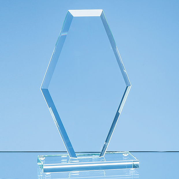 24cm X 15cm X 1cm Jade Glass Bevelled Edge Clipped Diamond Award