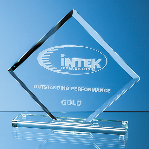 16.5cm X 20cm X 1cm Jade Glass Bevelled Edge Square Award
