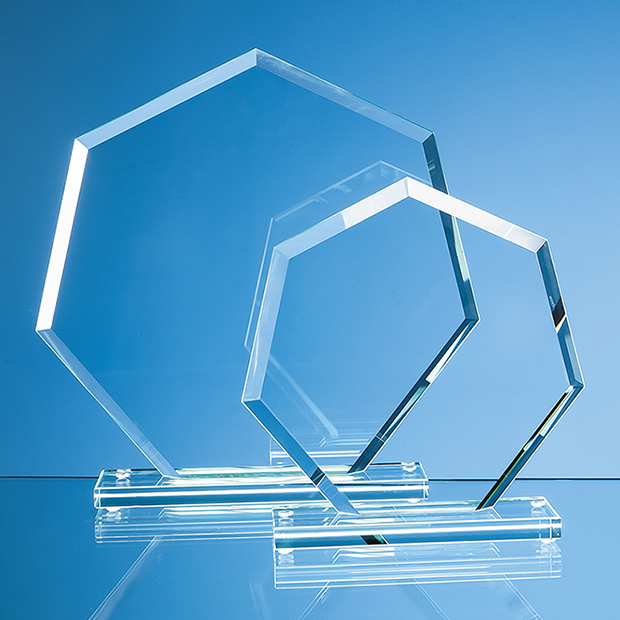 16cm X 17cm X 1cm Jade Glass Bevelled Edge Heptagon Award